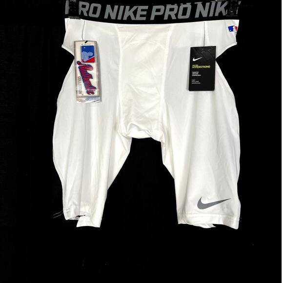 NWT Men's Nike Pro Hyperstrong Baseball White & Black Compression Shorts - XL - Picture 8 of 8